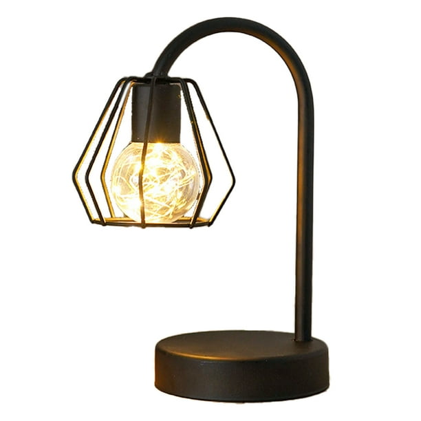 Lámpara a pilas, lámpara de mesita de noche inalámbrica a pilas, luz de noche portátil con jaula de metal para sala de estar, dormitorio, comedor, patio, pasillo, entrada, interior y exterior