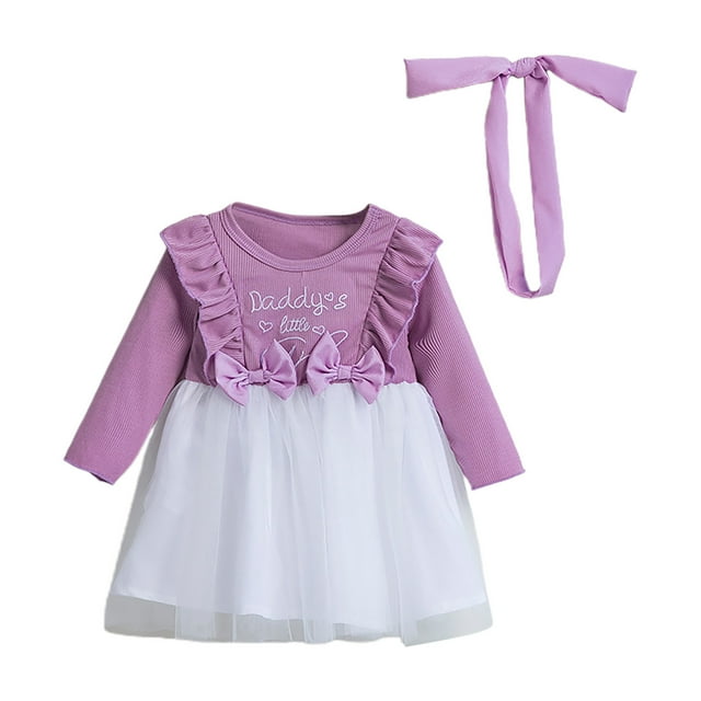 aDJFDGT Robes de Mariage pour Adolescentes Filles Tout-Petits Robe à Manches Longues avec Imprimés de Lettres Robe de Fête Dansante Vêtements