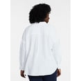 thumbnail image 3 of Terra & Sky Women's Plus Size Double Cloth Boyfriend Shirt, Sizes 0X-5X, 3 of 5