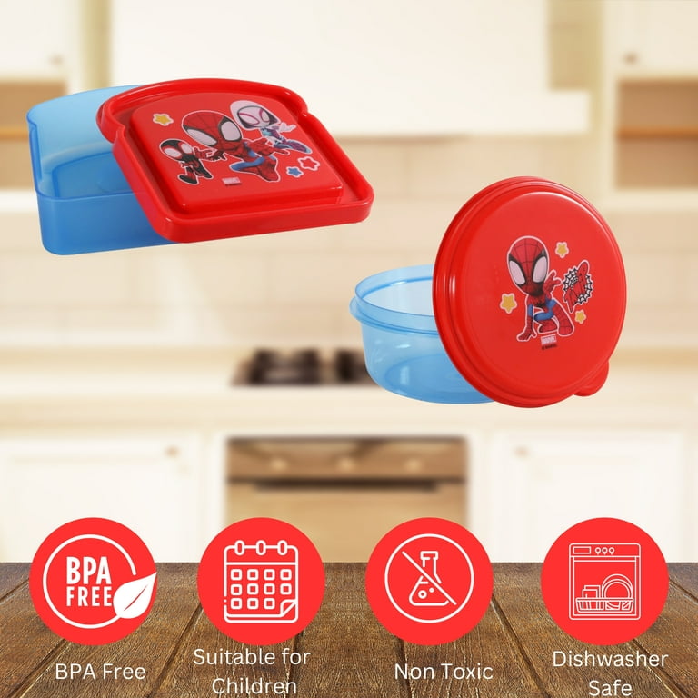  Yoobi x Marvel Spider-Man Bento Box and Ice Pack - 3  Compartment Lunch Box, Dishwasher & Microwave Safe Food & Snack Container  for Kids & Adults - BPA & PVC Free