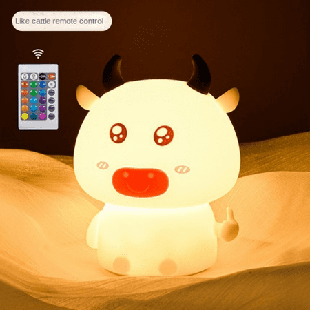 

Night Light for Kids Portable Silicone Light Adorable Design Dimmable Brightness 7-Color Modes Bedroom Lamp Camping Essential(Remote Control Model)