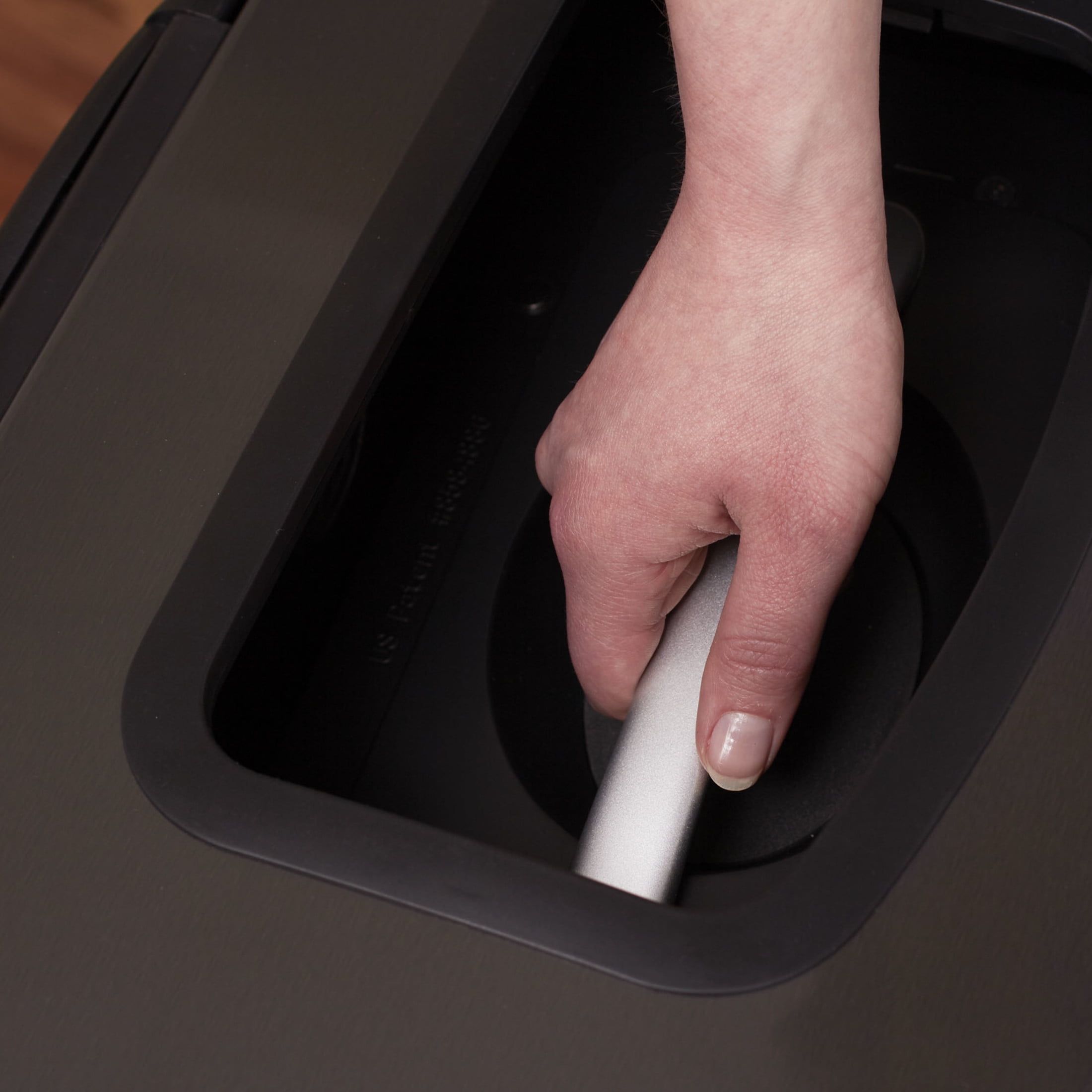 Household Essentials Trash Compactor Trash Can, 50 Liter / 13 Gallon, Manual Compactor with Foot Pedal, Black Stainless Steel, Excellent for Large Kitchens