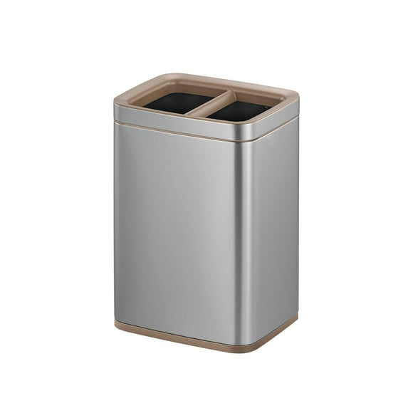 EKO Bote de basura Recycler Laguna 5L+5L Con división. Tapa abierta acabado Acero Inoxidable Doble compartimento. Cubo de basura para oficina, baño o habitación. Estilo anidado