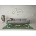 thumbnail image 3 of Ahgly Company Machine Washable Indoor Rectangle Medallion Turquoise Blue Traditional Area Rugs, 8' x 12', 3 of 4