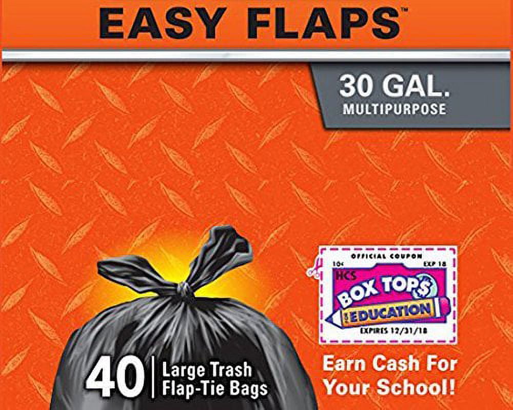 Reynolds Consumer Pr Easy Flap 40-Count Black Large Trash Bag - 30 gal  113129