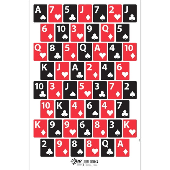 Ez Aim Deck Of Cards Shooting Target & Backer, Corrugated,1-Target, 23" X 35," White