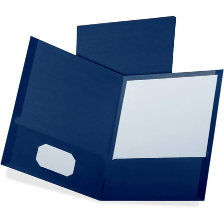 UPC: 0078787534438 | Oxford  OXF53443  Linen Twin Pocket Portfolio  25 / Box  Blue