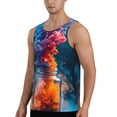 thumbnail image 2 of Gukieu Modern Art Red And Blue Colors Print Men's Quick Dry Fitness Vest, Round Neck Sleeveless Fitness Bodybuilding Top-Large, 2 of 7