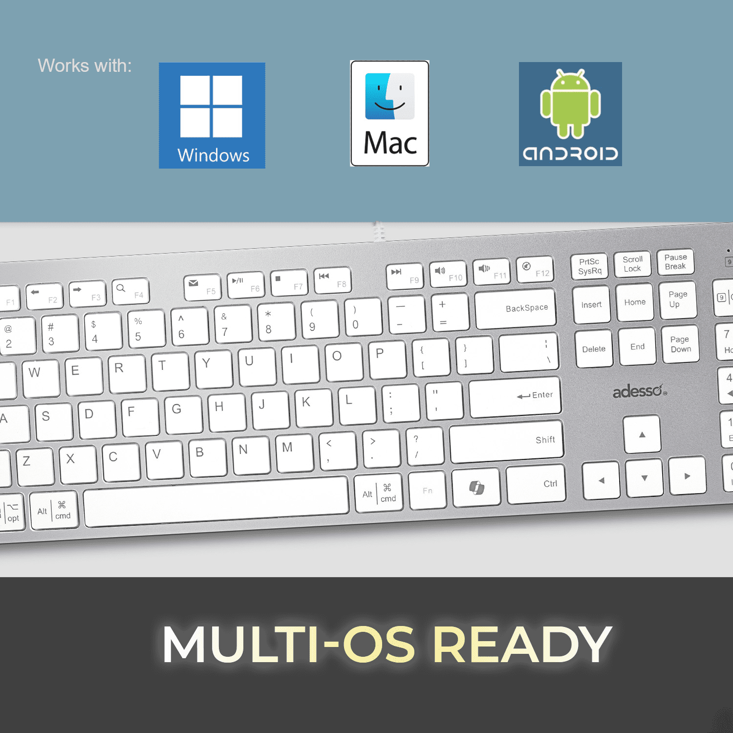 Multi-OS Scissor switch Desktop keyboard (White)
