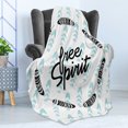 thumbnail image 4 of Adventure Soft Flannel Fleece Throw Blanket, Words About Being Free Little Feather Circle Inspirational, Cozy Plush for Indoor and Outdoor Use, 70" x 90", Baby Blue Black, by Ambesonne, 4 of 5