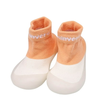 

dmqupv Girls Shoes Size 6 Shoes Solid Elastic Socks Letter First Baby Walkers Toddler Non-slip 7t Shoes Girls Orange 18 Months