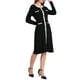 thumbnail image 4 of Vestidos de suéter de color contrastante para mujeres Inspire Chic, vestido midi de punto de manga larga en negro, 4 of 5