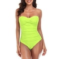 thumbnail image 1 of RELLECIGA Women's Ruched Neck Halter Twist Bandeau One Piece Swimwear Bathing Suits, 1 of 6
