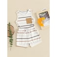 thumbnail image 2 of Miaouyo Baby Boy Ribbed Outfits, Striped Sleeveless Round Neck Tank Tops + Elastic Waist Shorts 2 Piece Summer Set for Infant Toddler, 2 of 8