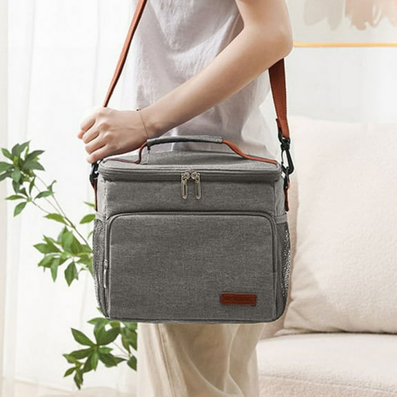 LHNFT Men's Double/Women's Compartment Lunch Bag, Insulated Lunch Cooler Tote 2 Roomy Large Reusable Water-resistant Lunch box