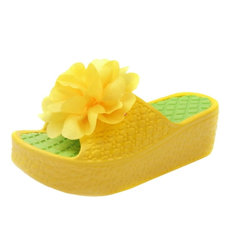 

One Word Flip Flop Flower Beach Female Cool Slope Heel Thick Sole Flip Flops And Elevated Sandals Earth Spirit Slippers for Women Cute Slippers for Women