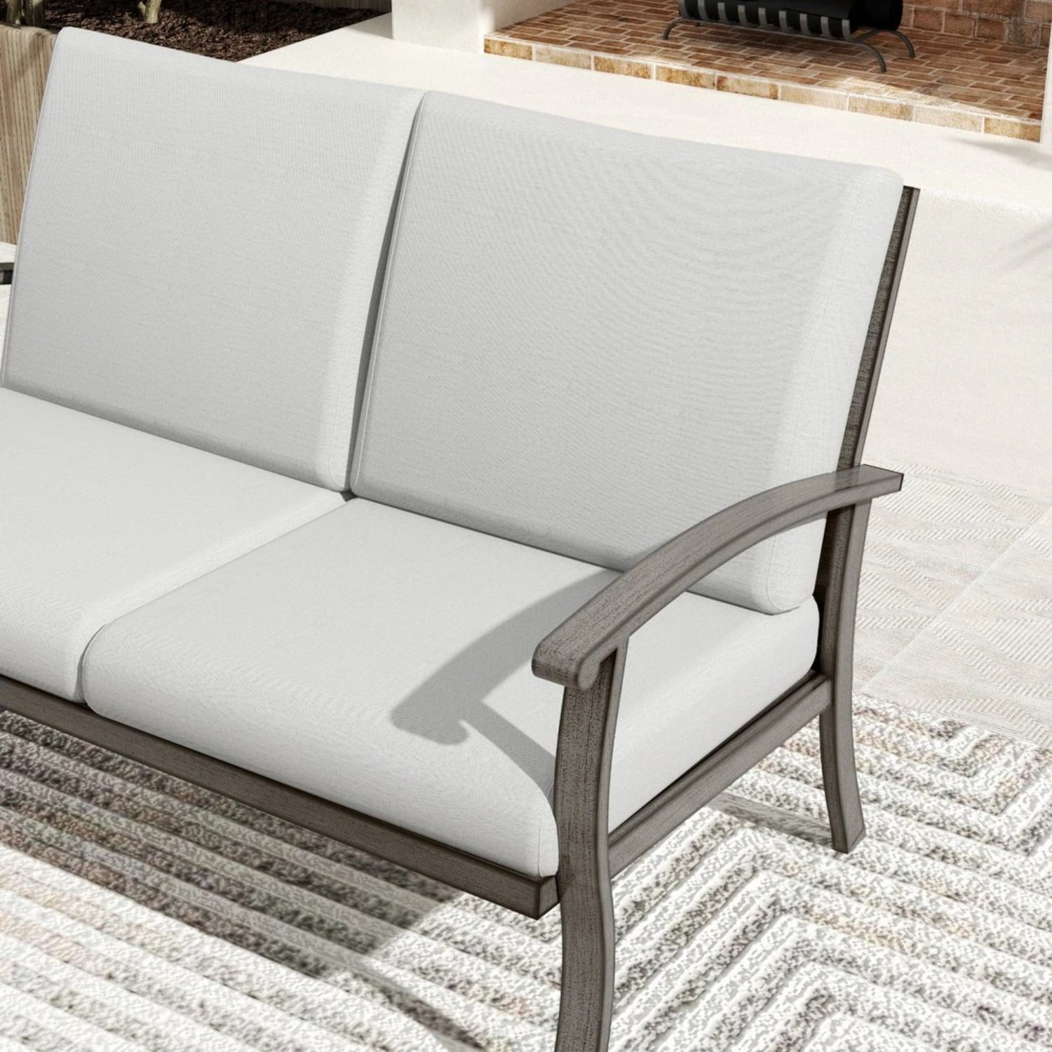 Outdoor Patio Loveseat, Aluminum 2-Seat Sofa with 5.1" Thick Cushions, Weather-Resistant Garden Couch for Balcony, Backyard, Porch, Light Gray