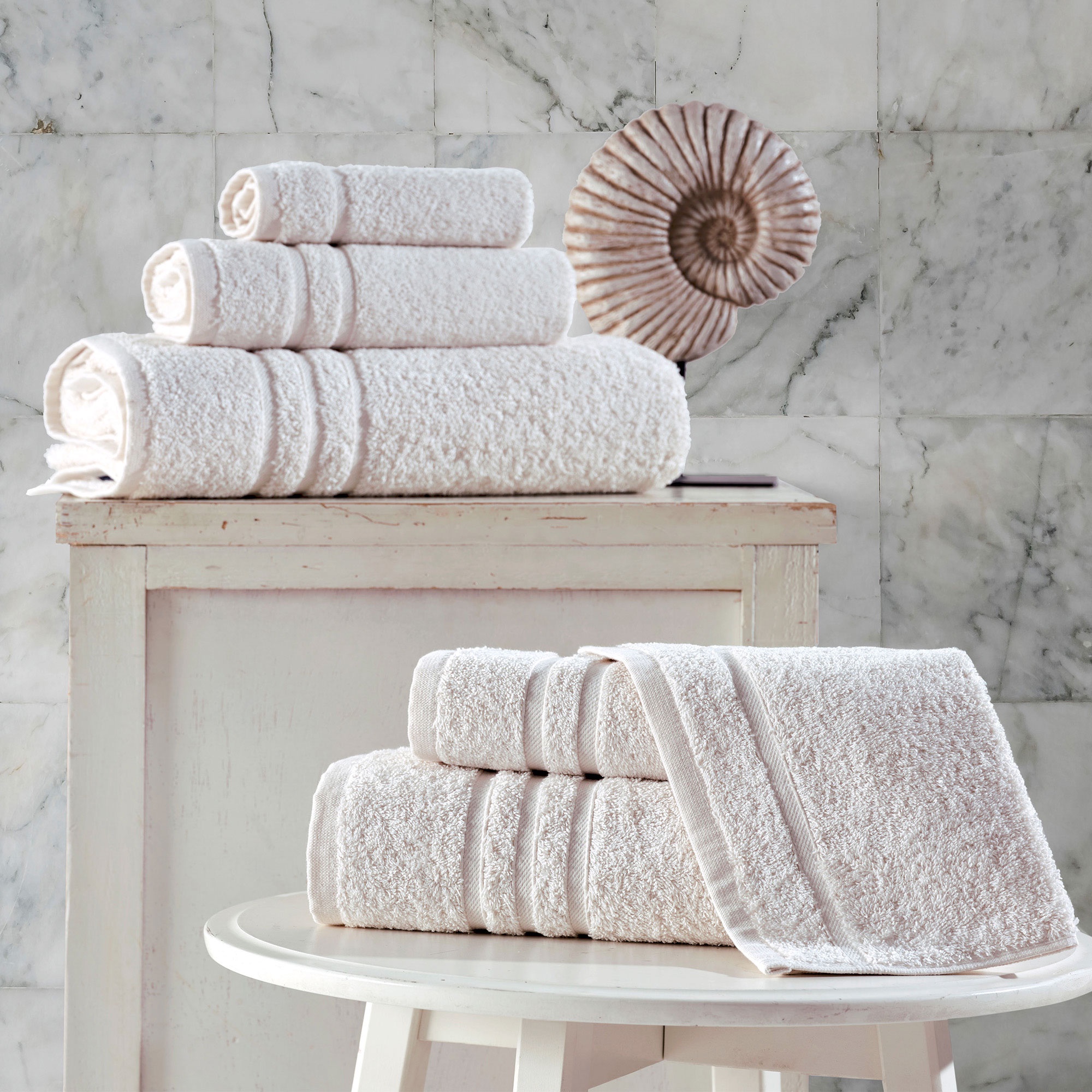 Hawmam Linen 4-Piece Turkish Cotton Bath Towel Set, Blue photo 5