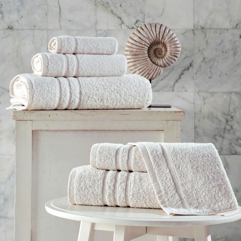 Hawmam Linen Sea Salt Bath Towel Set 100 Turkish Cotton Quick Dry Plush Soft Absorbent Towel Set 4 Pack 600 GSM Large Low Lint Luxury