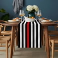 thumbnail image 2 of Red American Flag Table Runner - 120 Inch Long, Kitchen Dining Table Runner Dresser Scarves, Black White Striped US Flag Stars Farmhouse Decor for Coffee Tables Wedding Party Banquet, 2 of 8