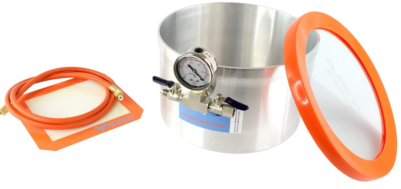 Glass Vac BVV 2 Gallon Aluminum Vacuum Chamber with Glass Lid