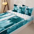 thumbnail image 3 of Homewish Teal Watercolor Gradient Zipper Queen Comforter Set with Fitted Sheet and 2 Pillowcases,Retro Geometric Art Zipper Bedding Set,Polkadot Reversible,4pcs, 3 of 8