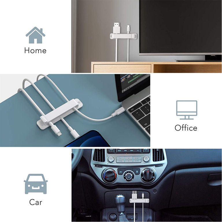 Dropship White Cable Clips; Cord Organizer Cable Management; Include 7; 5;  3 Slots; Cable Organizers USB Cable Holder Wire Organizer Cord Clips; 3  Packs Cord Holder For Desk Car Home And Office