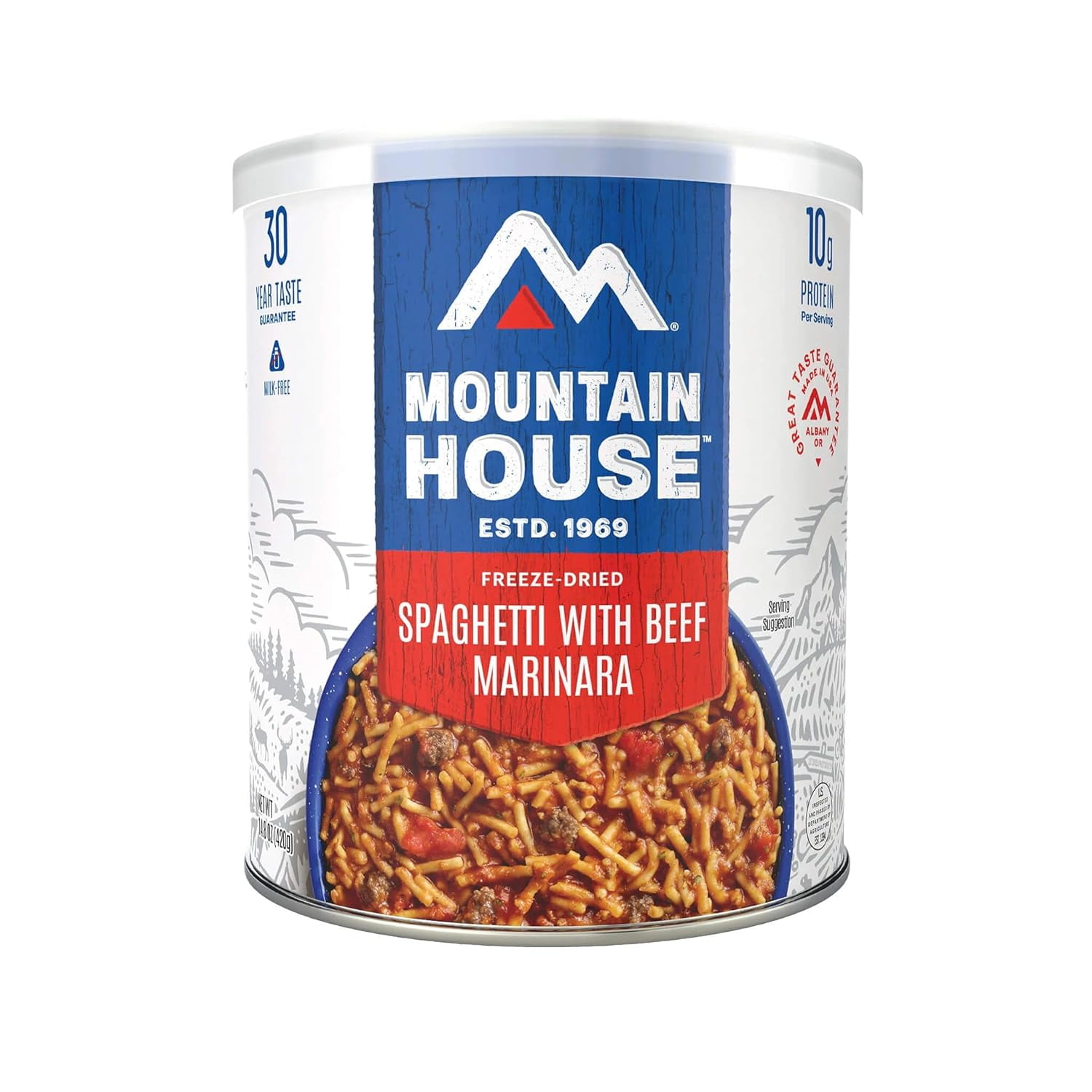 Mountain House Freeze-Dried Spaghetti with Beef Marinara #10 Can – 6-Pack | Fully Cooked Emergency Survival Food | 7 Servings/ Can | Camping & Hiking Ready | 30-Year Shelf Life | Made in USA