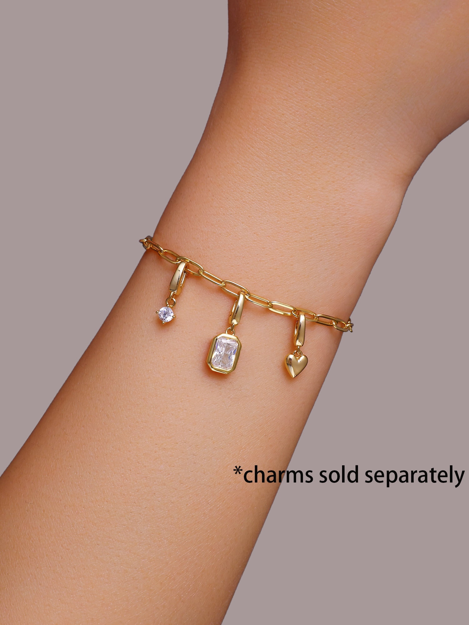Brilliance Fine Jewelry Paperclip Bracelet for Charms in 14Kt Gold Plated Sterling Silver