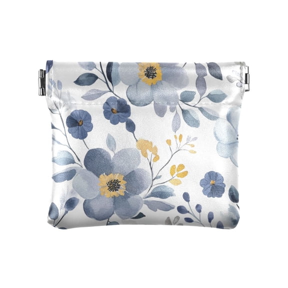 Leather Coin Wallet 4.33x3.74 Inch Portable Coin Wallet Coin Wallet Paper Wallet Card Wallet Storage Wallet Stylish and Sophisticated Grey Cartoon Flower