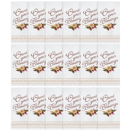 Traditional 7.5" x 4.25" Disposable Multicolor Blessings Guest Napkins, 18 Count, Thanksgiving by Way To Celebrate