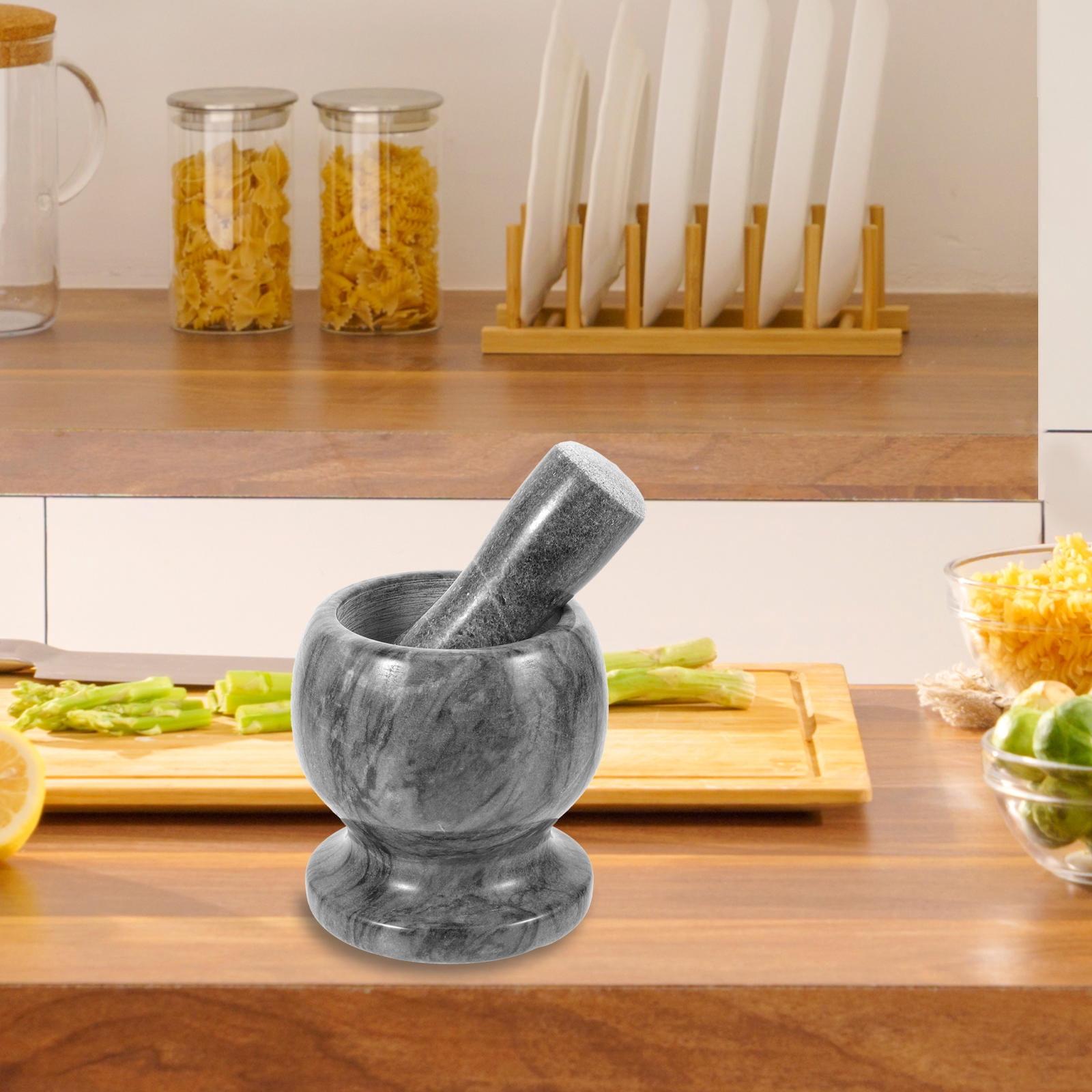 GETAJGHSD Round Grinding Bowl Marble for Professional Users in Kitchen Use 1 Set 4.1in