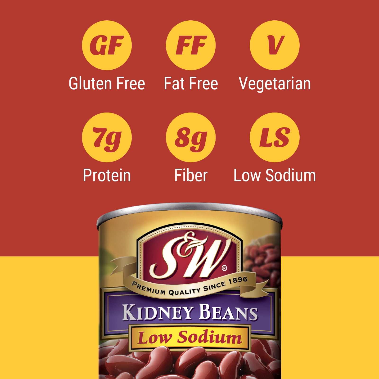 (8 pack) S&W Kidney Beans - Low Sodium - 15.5 oz. Can