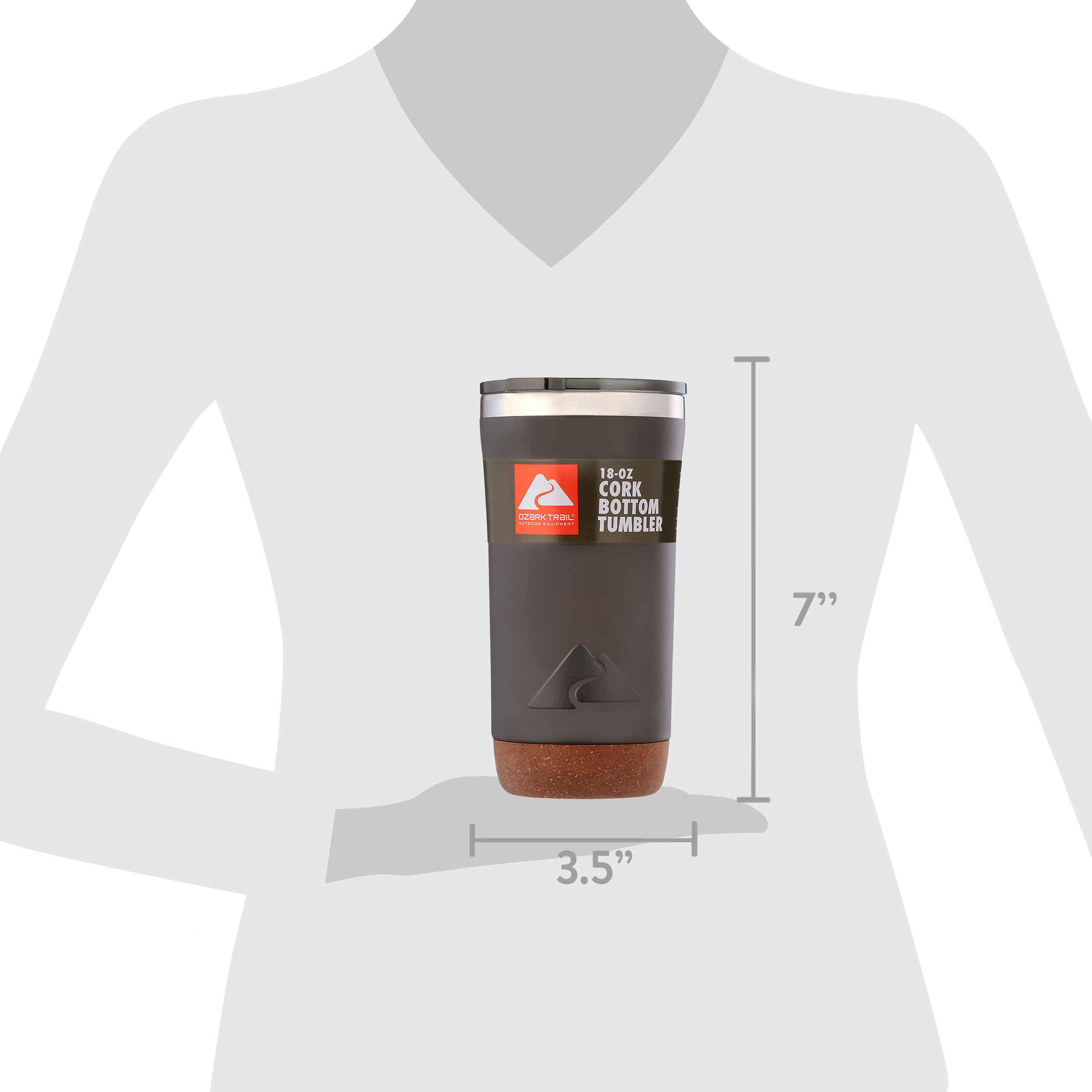 Vaso Térmico de Acero Inoxidable de 18 oz con Fondo de Corcho Ozark Trail, Negro 6