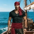 thumbnail image 3 of Alaiyaky 7 Pcs Pirate Accessories Set, Adult Captain Costume, Pirate Headscarf, Earrings,Ring,Eye Patch,Necklace,Bracelet,Hip Scarf for Halloween Cosplay Party, 3 of 7