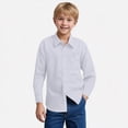 thumbnail image 2 of NIEWTR Classic Boys Long Sleeve Button Down Shirt Solid Oxford Dress Shirt for School Uniform Holidays and Formal Occasions Comfortable Cotton Blend Fabric（White,13-14 Years), 2 of 9