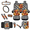 Calf and Sunflower Pattern, variant on HUIACONG Butterfly Moon Car Seat Cover Set, with Car Steering Wheel Cover Car Rearview Mirror Cover, Compatible with Trucks Cars
