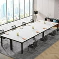 thumbnail image 3 of Tribesigns 78.74-Inch White and Black Conference Table, Large Office Meeting Seminar Desk with Metal Legs and Adjustable Foot Pads, Seats 6–8, Only Table Included, 3 of 5