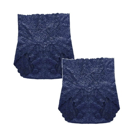 

Womens Underwear Brief High Waist Lace Tummy Control Stretch Underpant Panties2PC