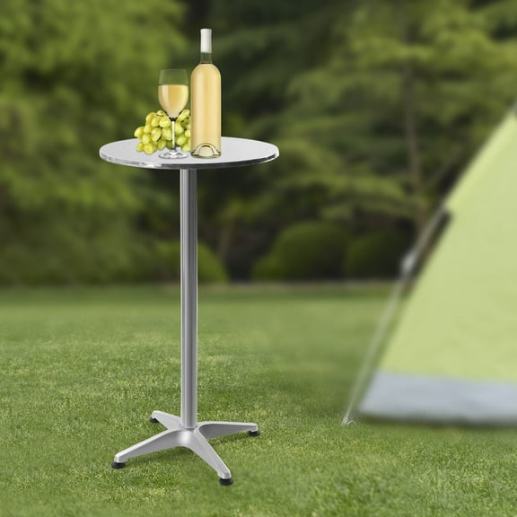 23.62 * 43.3in Modern Round Pub Bar Table-Max.Load-Bearing Capacity:132lbs,Stainless Steel Aluminum Outdoor/Indoor Pub Bar Table Furniture for Home/Restaurants/Cafes