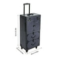 thumbnail image 4 of Blue Makeup Case Trolley, Rolling Cosmetic Organizer with Lock & Wheels, 4 of 16