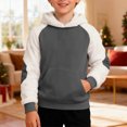 thumbnail image 7 of Tanghaowl Kids Hoodies Child Boys Girls Christmas Long Sleeve Patchwork Hooded Pullover Tops Keep Warm Sweatshirts Clothes Grey 13-14 Years, 7 of 7