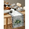 thumbnail image 6 of Table Runner Dresser Scarves 36 Inch Long, Green Watercolor Botanical Leaves Linen Dining Table Runners Black and White Buffalo Plaid Tabletop Scarf for Wedding Holiday Party Kitchen, 6 of 7
