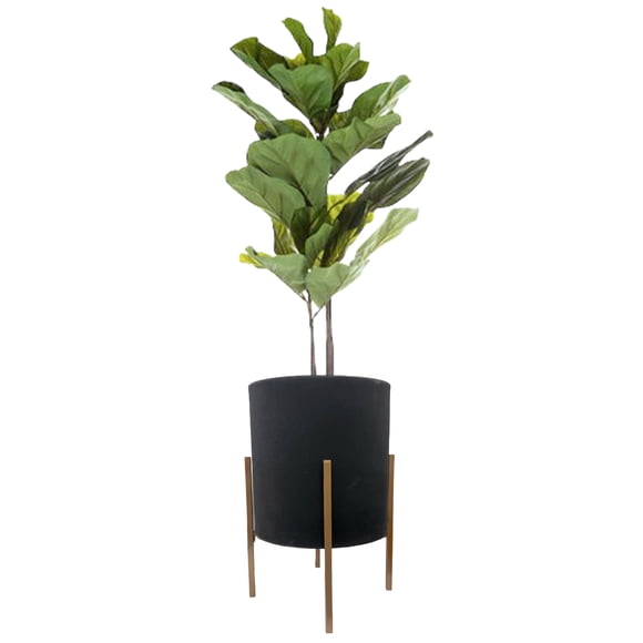 Maceta Cilindro Grande Negro 45x45cm Con Base Dorada Moderna Macetas Y Maceteros Estilo moderno elegante y minimalista