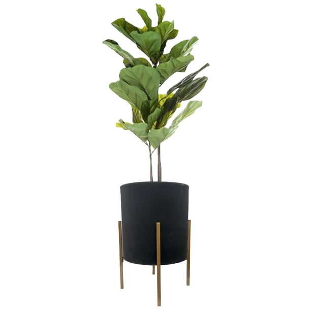 Maceta Cilindro Grande Negro 45x45cm Con Base Dorada Moderna Macetas Y Maceteros Estilo moderno elegante y minimalista