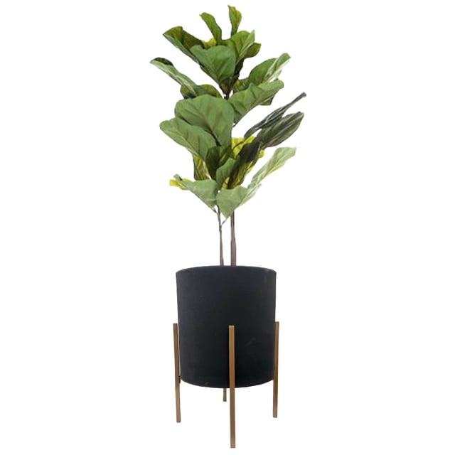 Maceta Cilindro Grande Negro 45x45cm Con Base Dorada Moderna Macetas Y Maceteros Estilo moderno elegante y minimalista