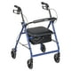 thumbnail image 1 of Andador de aluminio Drive Medical, plegable, con respaldo extraíble, asiento acolchado, ruedas de 15 cm, color azul, R726BL, 1 of 5