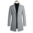 thumbnail image 2 of IYTR Mens Woolen Coat Long Sleeve Jacket Zipper Lapel Fashion Woolen Overcoat Jacket with Pocket Solid Color Gray XXXL, 2 of 6