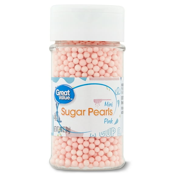 Great Value Mini Sugar Pearls, Pink, 2.95 oz