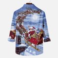 thumbnail image 4 of IROINNID Christmas Long Sleeve Shirt for Men Funny Santa Print Button Up Shirt Gift Xmas Vacation Shirt,Blue, 4 of 5